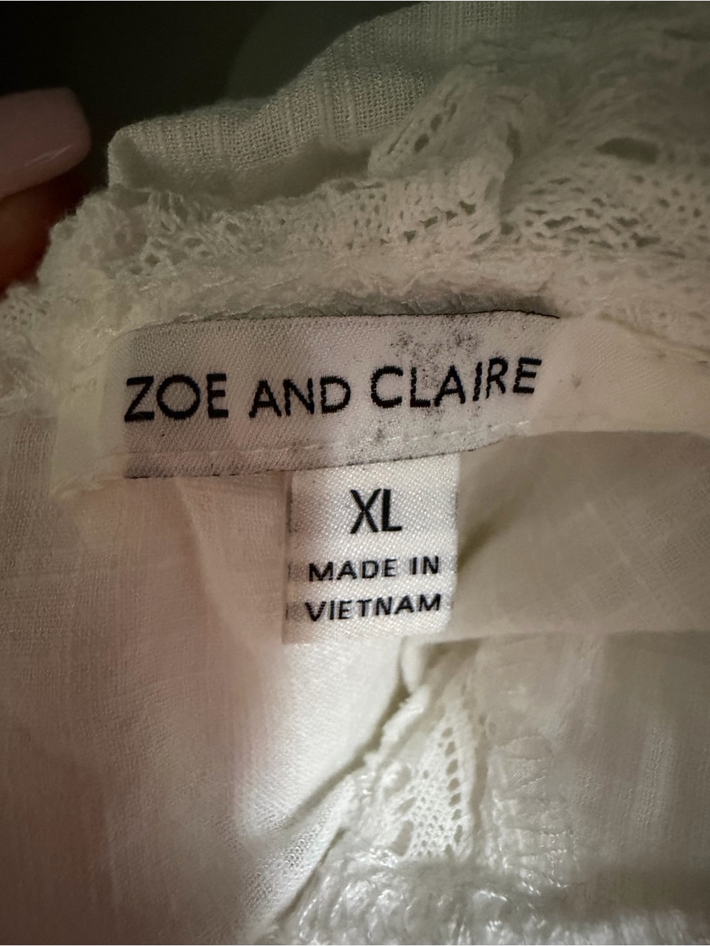 Zoe and Claire White Lace-Trim Pintuck Women’s Blouse - Picture 4 of 4